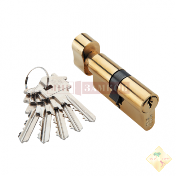 Цилиндр ключ-вертушка CYL 5-60 KNOB GOLD ADDEN BAU - фото 1