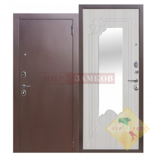 Дверь металлическая с зеркалом AMPIR белый ясень